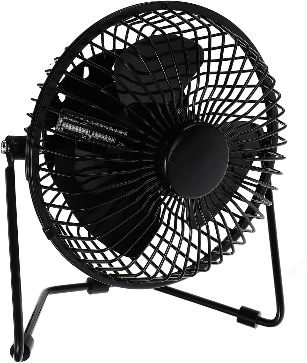Gatuida Mini Desktop USB Clock Fan with LED Message and Temperature Display Portable Metal Frame Motor Rotation Quiet Cooling for Office and Home Use