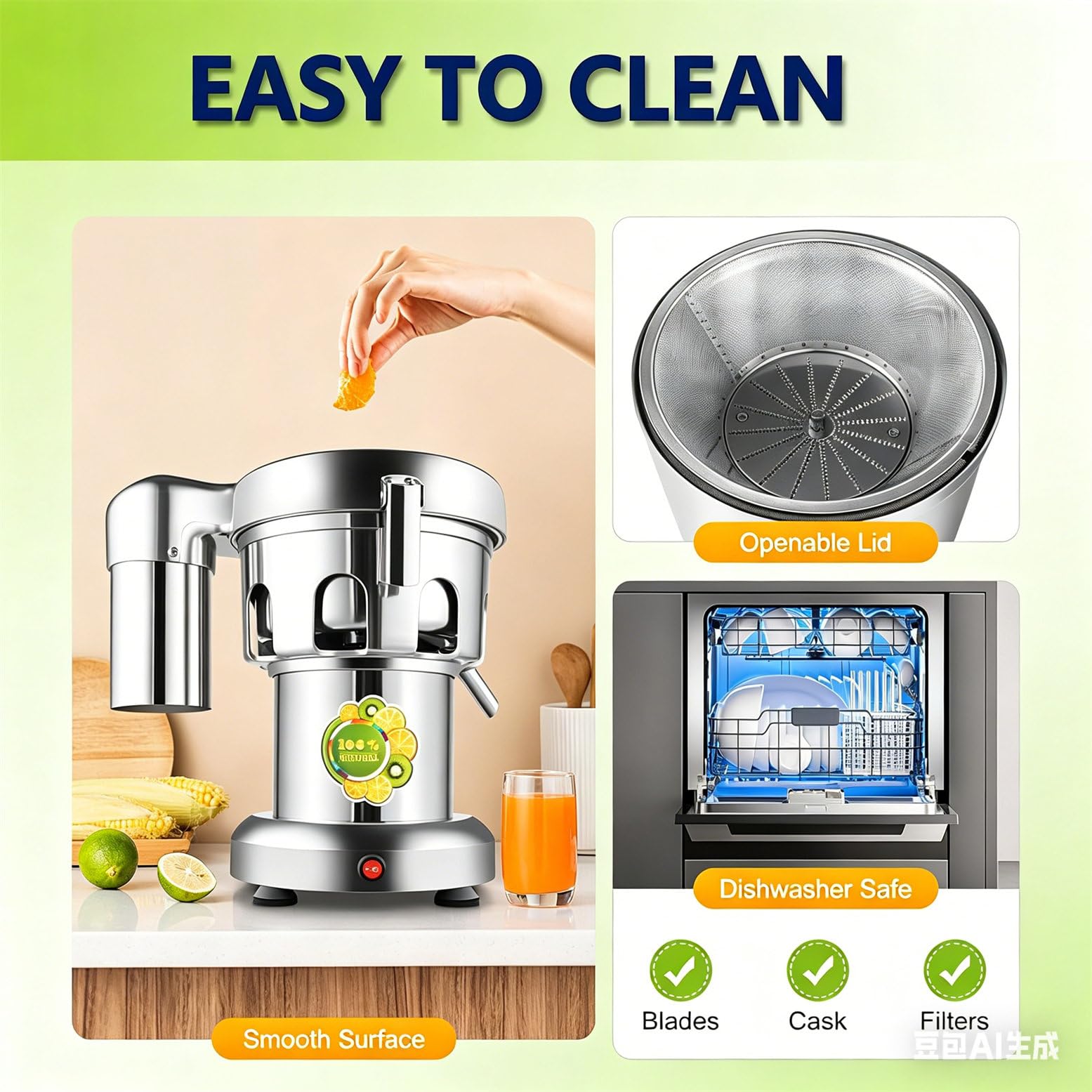 Presse-Agrumes Commercial avec Robinet d'eau, Presse-Orange 120 W, Machine à jus d'orange pour Machine à jus d'orange électrique 25-35 par Minute, 53 x 52 x 95 cm