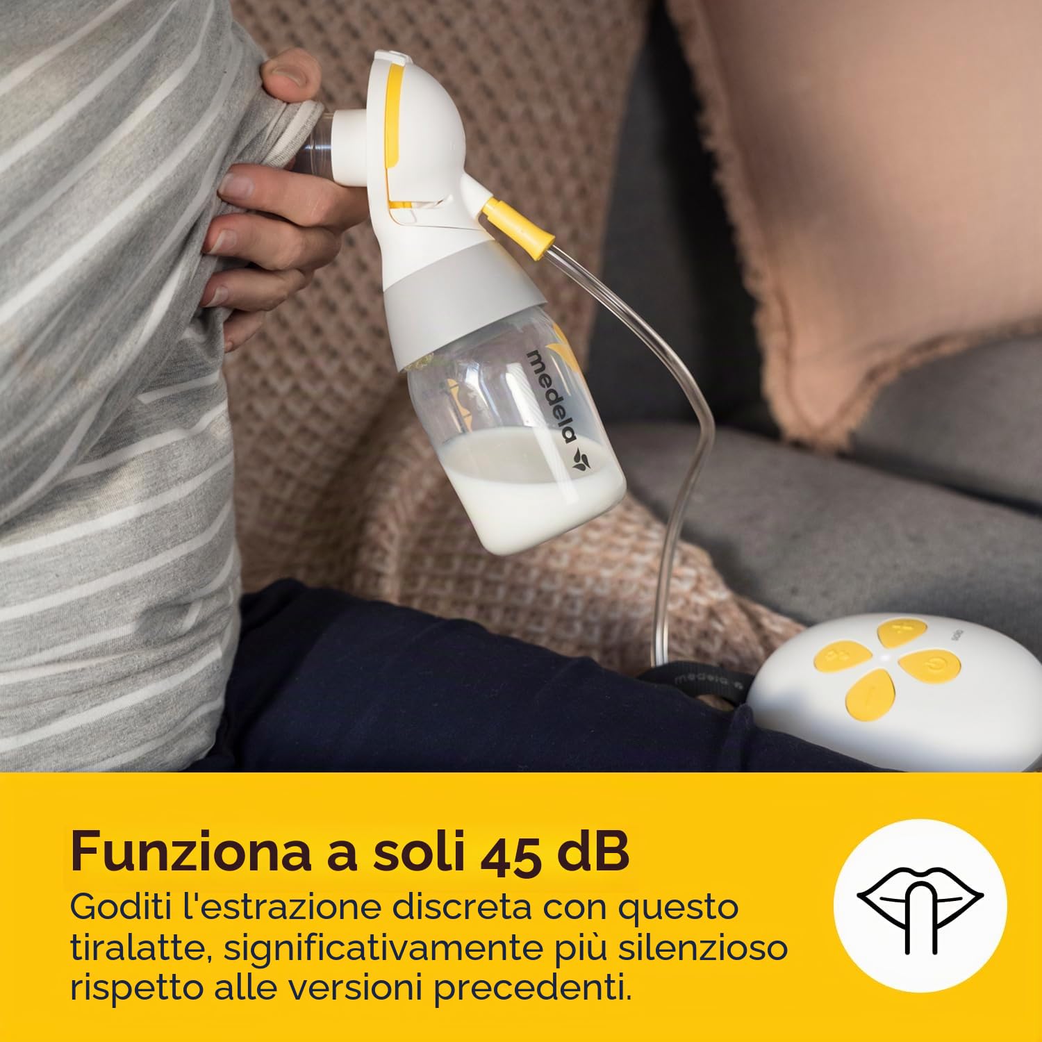 Medela Solo Tiralatte Elettrico Singolo, Silenzioso, Ricaricabile con USB, con Coppa PersonalFit Flex e Tecnologia Medela 2-Phase Expression