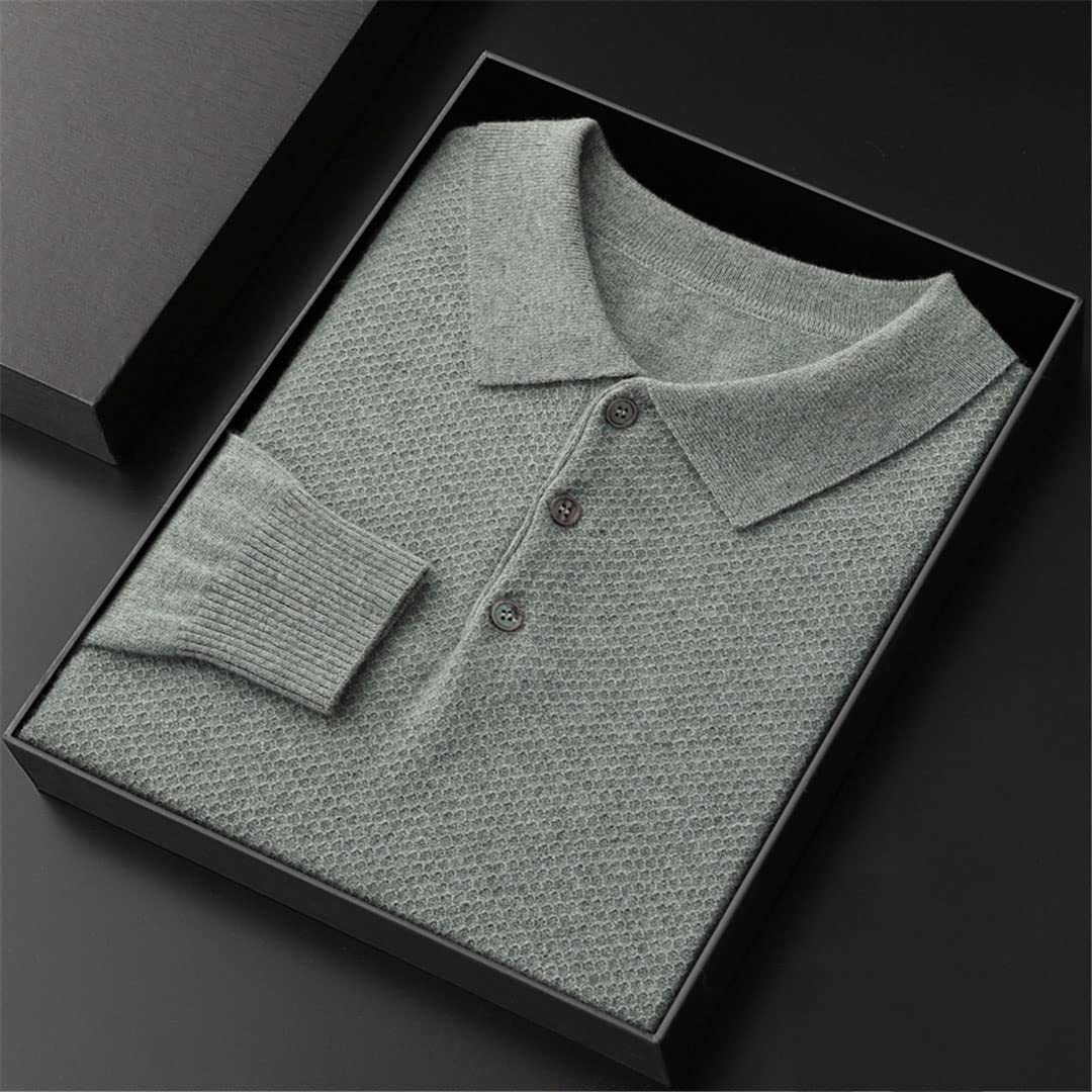 Vogrtcc Chaqueta de punto de cachemira para hombre, ligera, cálida, informal, para otoño e invierno, beige, M