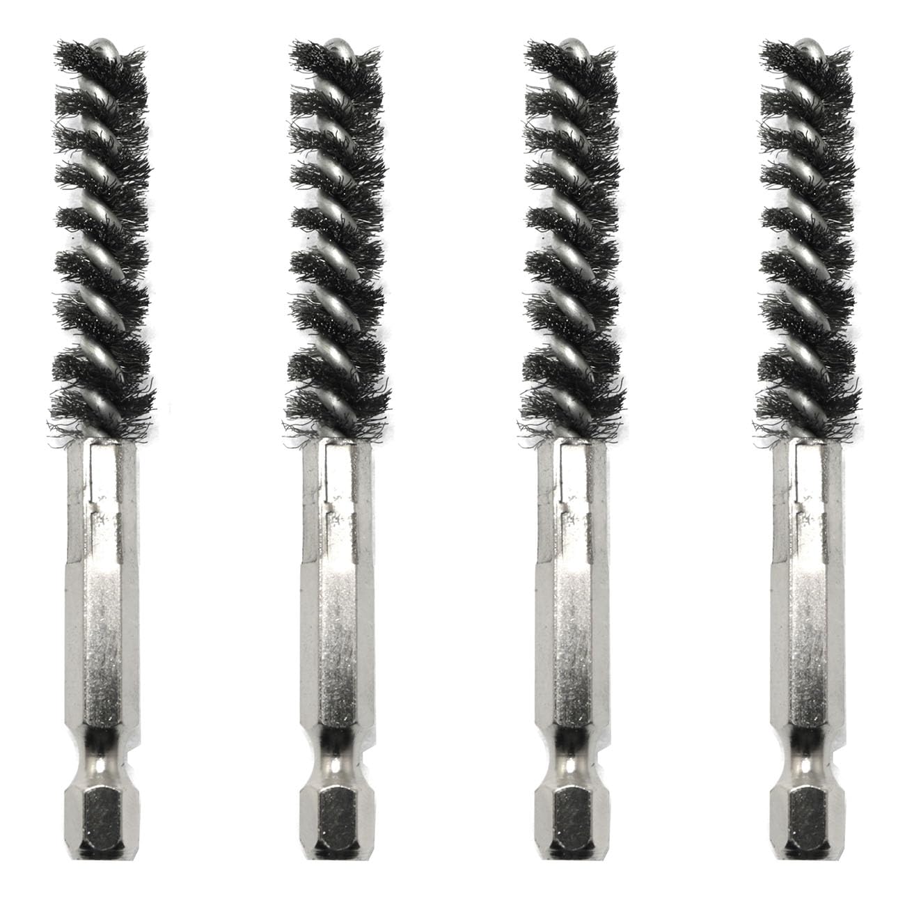 SQXBK 4pcs 1/4 Golf Shaft Cleaning Pipe Brush 80 * 9mm/3.15 * 0.35inch Stainless Steel Hole Brush Wire Brush Cleaning Tool Hexagonal Shank Power Drill Wire Brush for Wood and Iron