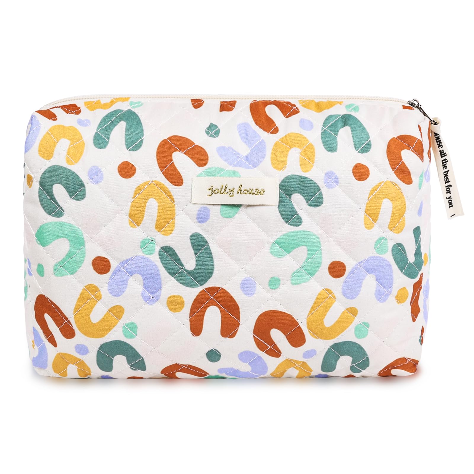 Aucuu Reise Kosmetiktasche, Coquette Make-up-Tasche, Gesteppte Kulturtasche Damen, Kosmetiktasche Groß Kapazität, Baumwolle Make-up Tasche mit Blumenmuster für Kinder Damen Herren
