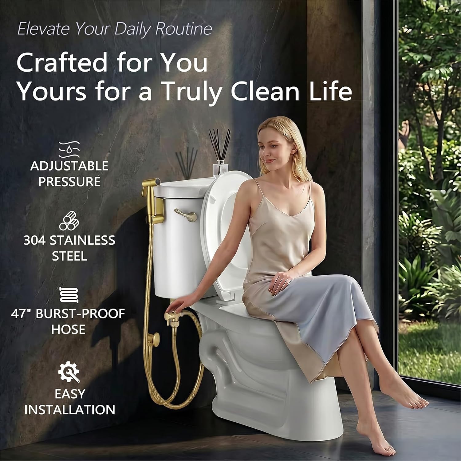 TRIPHIL Handheld Bidet Sprayer for Toilet, Brushed Gold