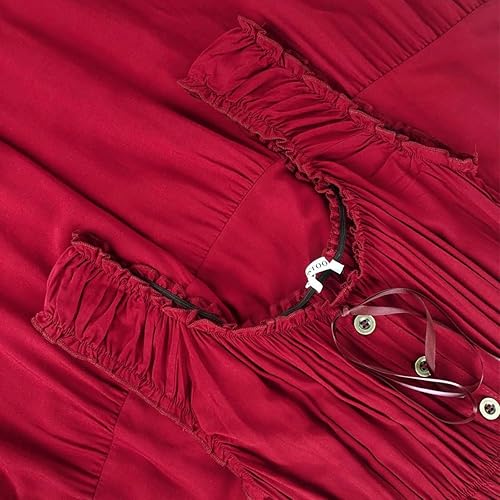 Miniatura 6 de OSTOO - Vestido largo de verano para mujer, estilo bohemio, estampado floral, escalonado, casual, fluido