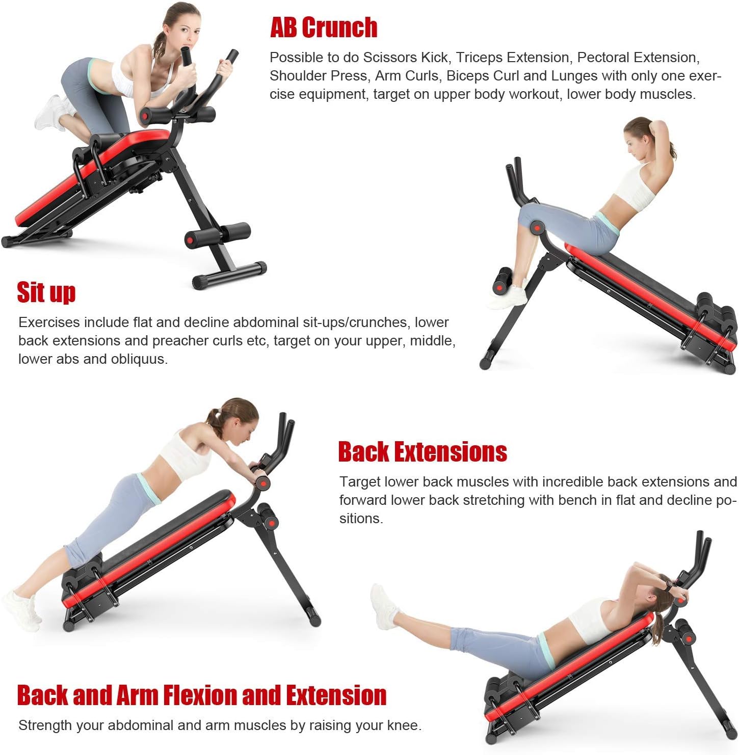 IDEER LIFE Abdominal Workout Machine, Core Abdominal Trainers, Adjustable Sit Up Exercise Equipment, Full Body Workout Bench for Home Gym Strength Training Abdominal Cruncher Ab Trainer