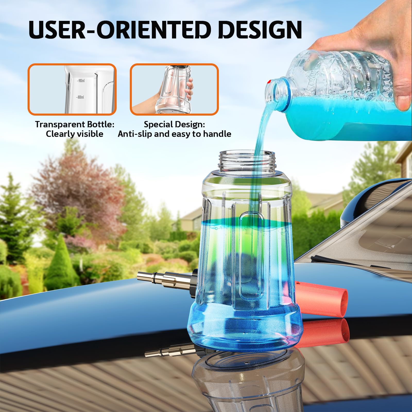 Botella de cañón de espuma de nieve para Bosch 110/120/125 Aquatak, pistola AR Blue Clean 1 L, accesorios para lavadora