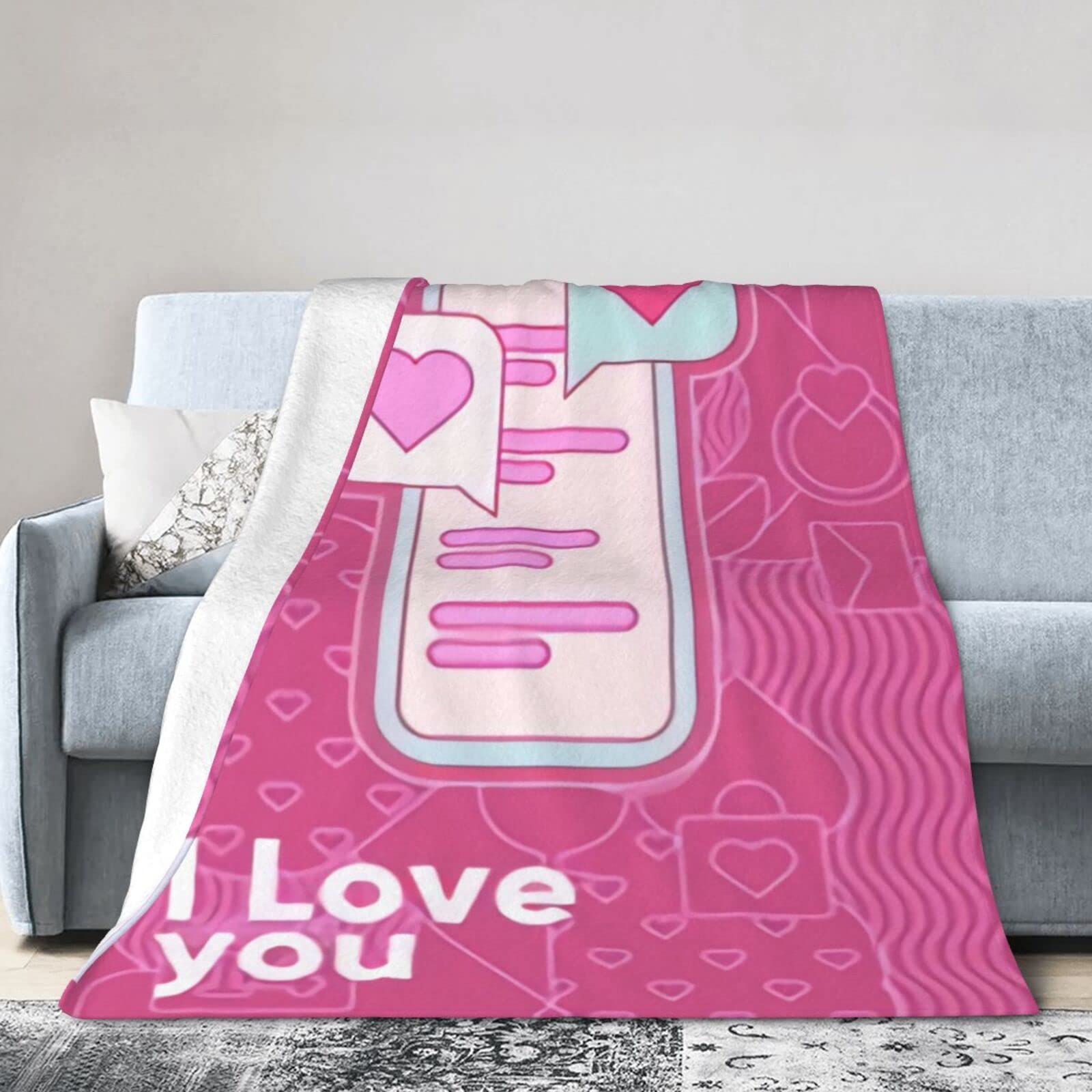 Lsjuee Flannel Fleece Blanket 40"X30" Happy Valentines Day Couple Lovers Bed Throw Blanket Funny Ultra-Soft Travel Spring Blankets for Couple Keep Warm