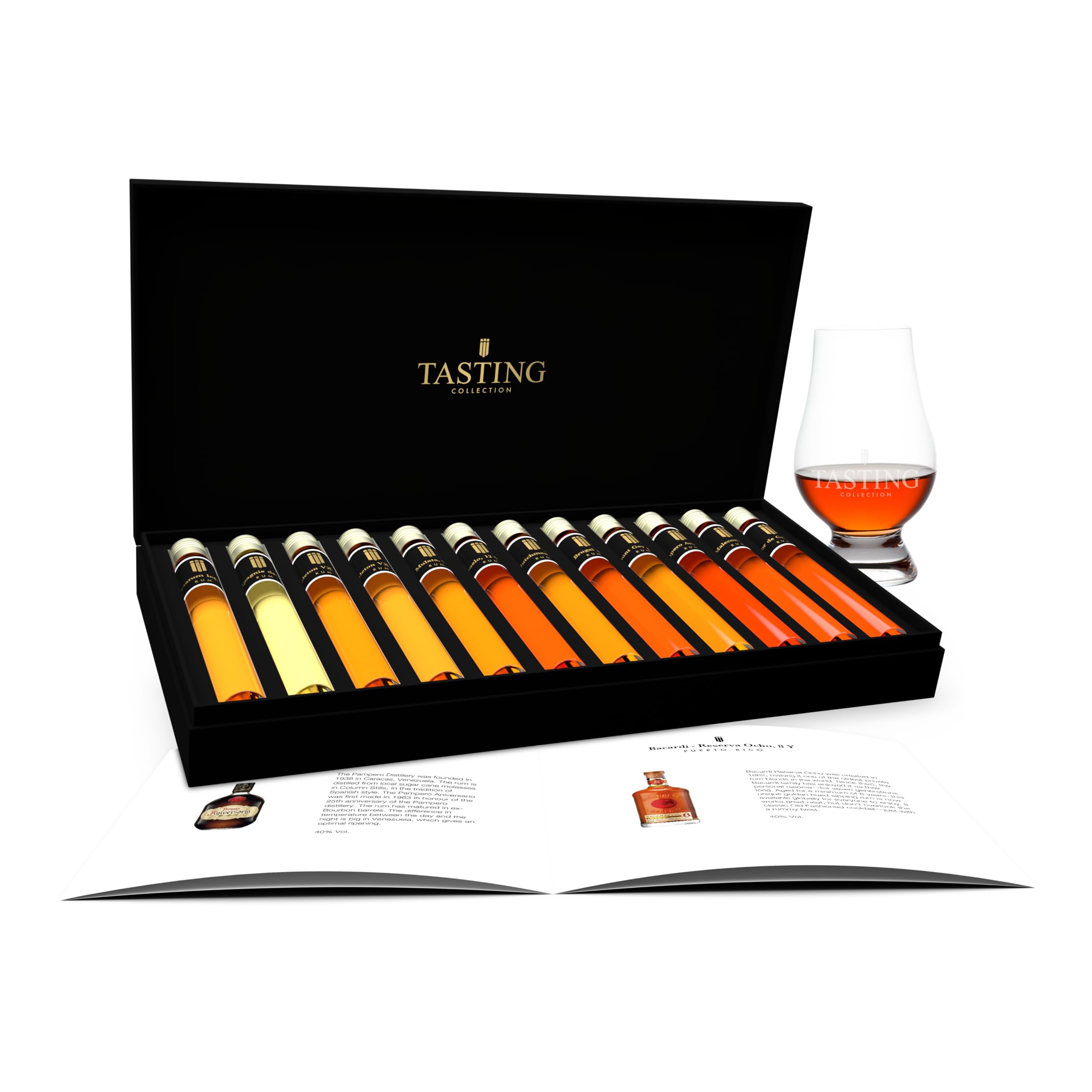 Rum Tasting Probierset 12 Fläschchen Verkostung im Geschenkset