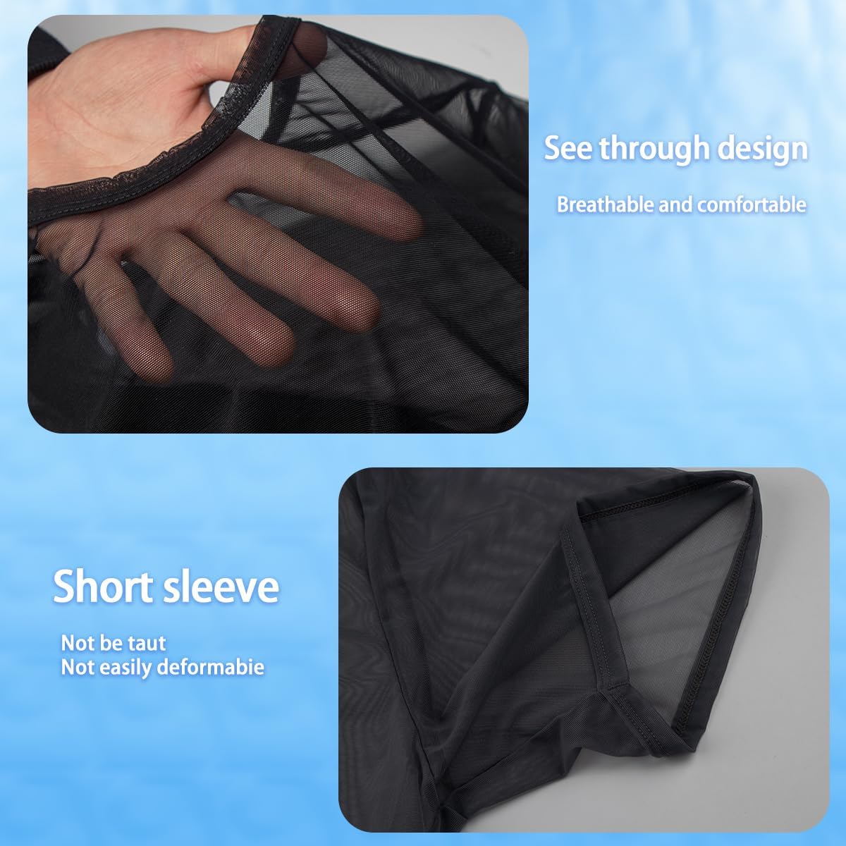 Men's See Through T-Shirts Sexy Mesh Shirt Sheer Short Sleeve Undershirt Breathable Top for Men - Image 5