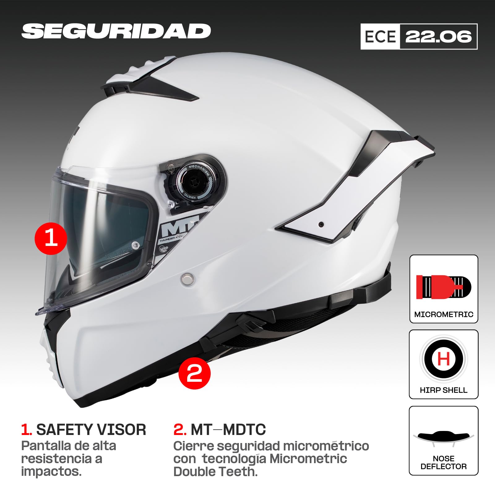 MT HELMETS Thunder 4 SV – Casco Moto Integral con Visor Solar Full Vision, Pantalla Antivaho Compatible con Pinlock, Interior Lavable y Calota HIRP | Homologado ECE 22.06 & DOT