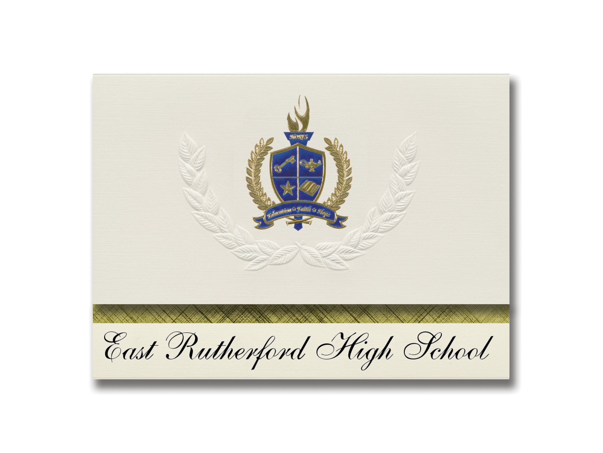 Signature Announcements East Rutherford High School (Forest City, NC) Graduation Announcements, Presidential style, Basic package of 25 with Gold & Blue Metallic Foil seal