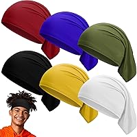 Vista 1 de SATINIOR 6 bandas de rastas para dormir, gorro de ducha para hombres, unisex, de elastano, para cabeza larga, diadema de tubo de cabeza de terror