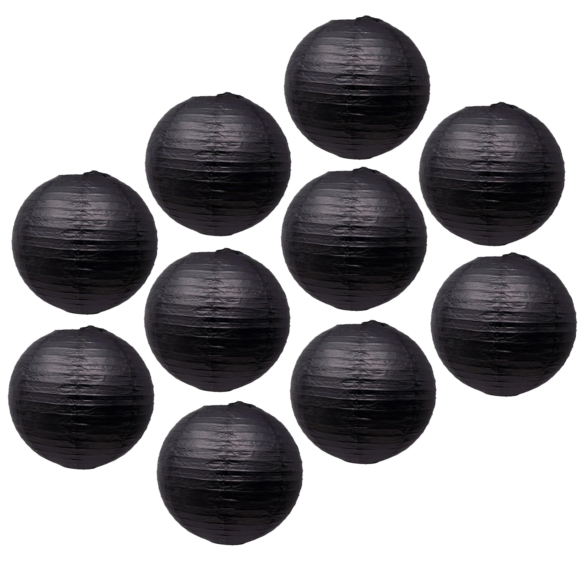 Black Paper Lanterns Wedding Party Decorations - 12 in 10 Round Hanging Ceiling Lanterns, 10 Pack, Decorative Lamp Shades