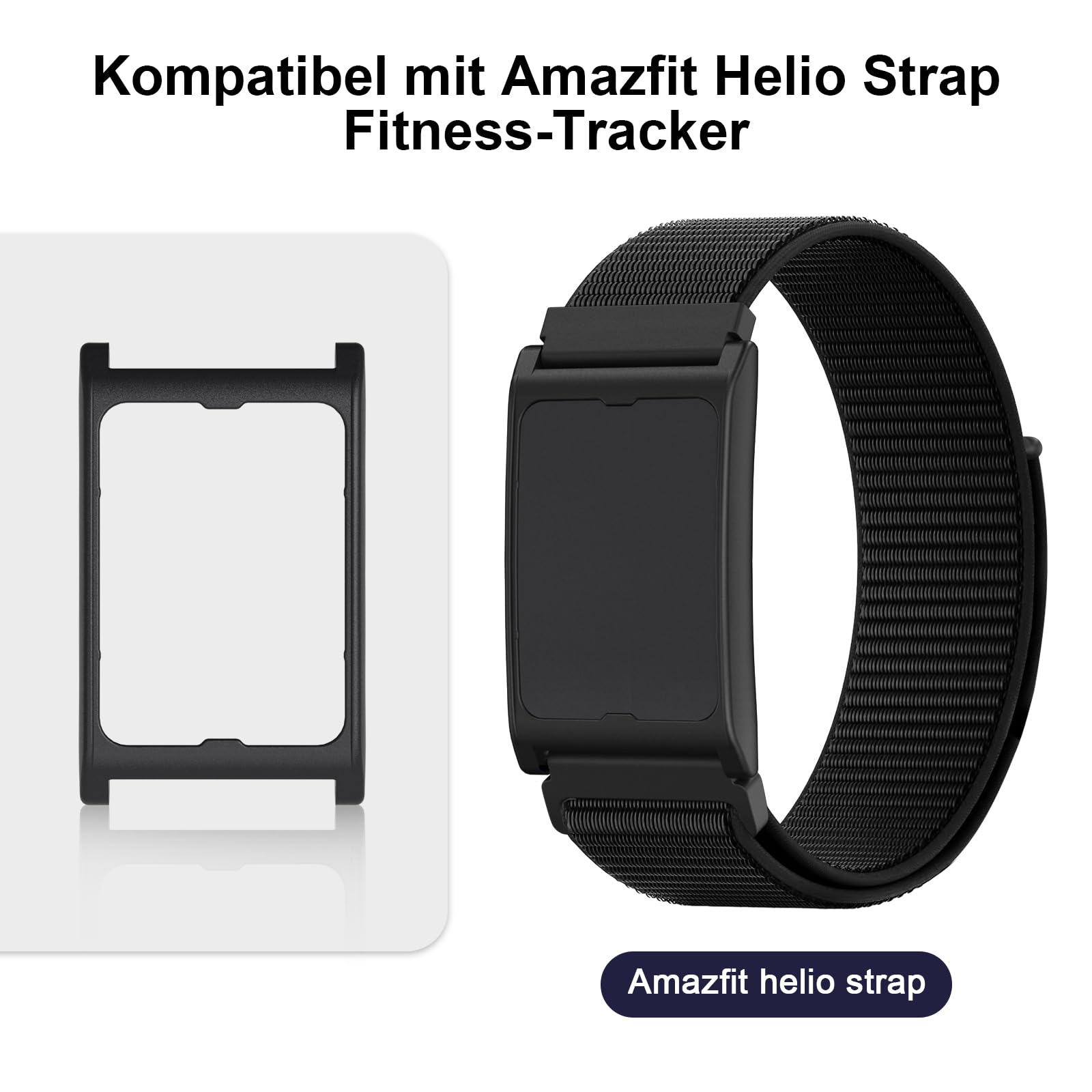 2 cornici di ricambio compatibili con Amazfit Helio Strap Fitness Tracker, design innovativo per una maggiore flessibilità, custodia di ricambio per Helio Strap Donna Uomo Nero - 3