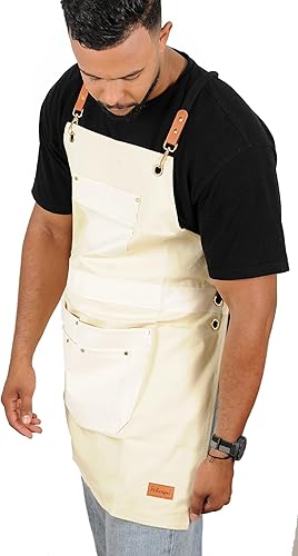 Miniatura 6 de Woodworking Tools Apron for Men Heavy Duty Waterproof Cotton Canvas Apron with 6 Pockets
