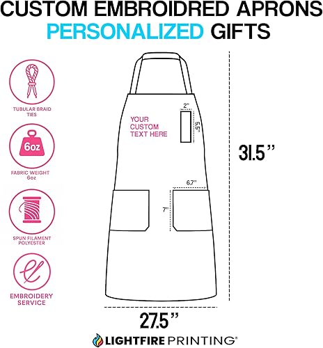 Miniatura 2 de Delantal de chef bordado personalizado  Delantal con nombre personalizado, ajustable, gran regalo para hombres y mujeres