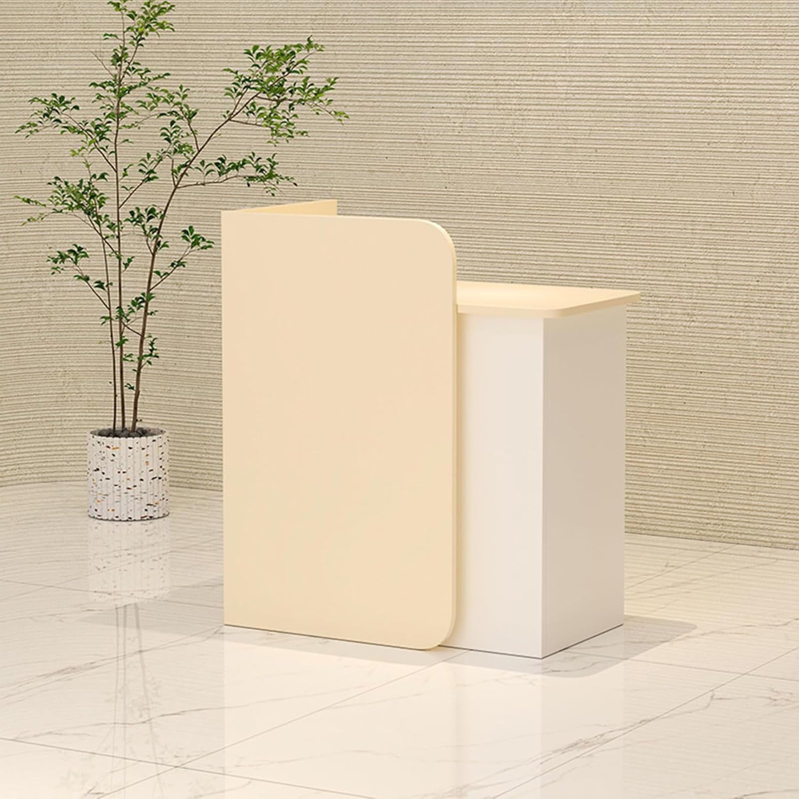 Reception compatta con cassetti per supermercati e minimarket, versatile scrivania in legno per casa, ufficio o segretaria, design salvaspazio, 60 x 45 x 95 cm