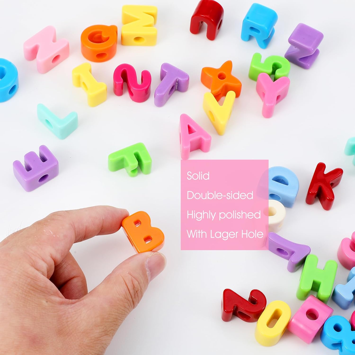 36 Pcs Colorful Large Letter Beads A to Z & Number Beads 0 to 9, 20mm Acrylic Chunky Alphabet Bead for DIY Crafts Jewelry Making, Paracord Bead Projects for Preschool Educational Learning - Image 5