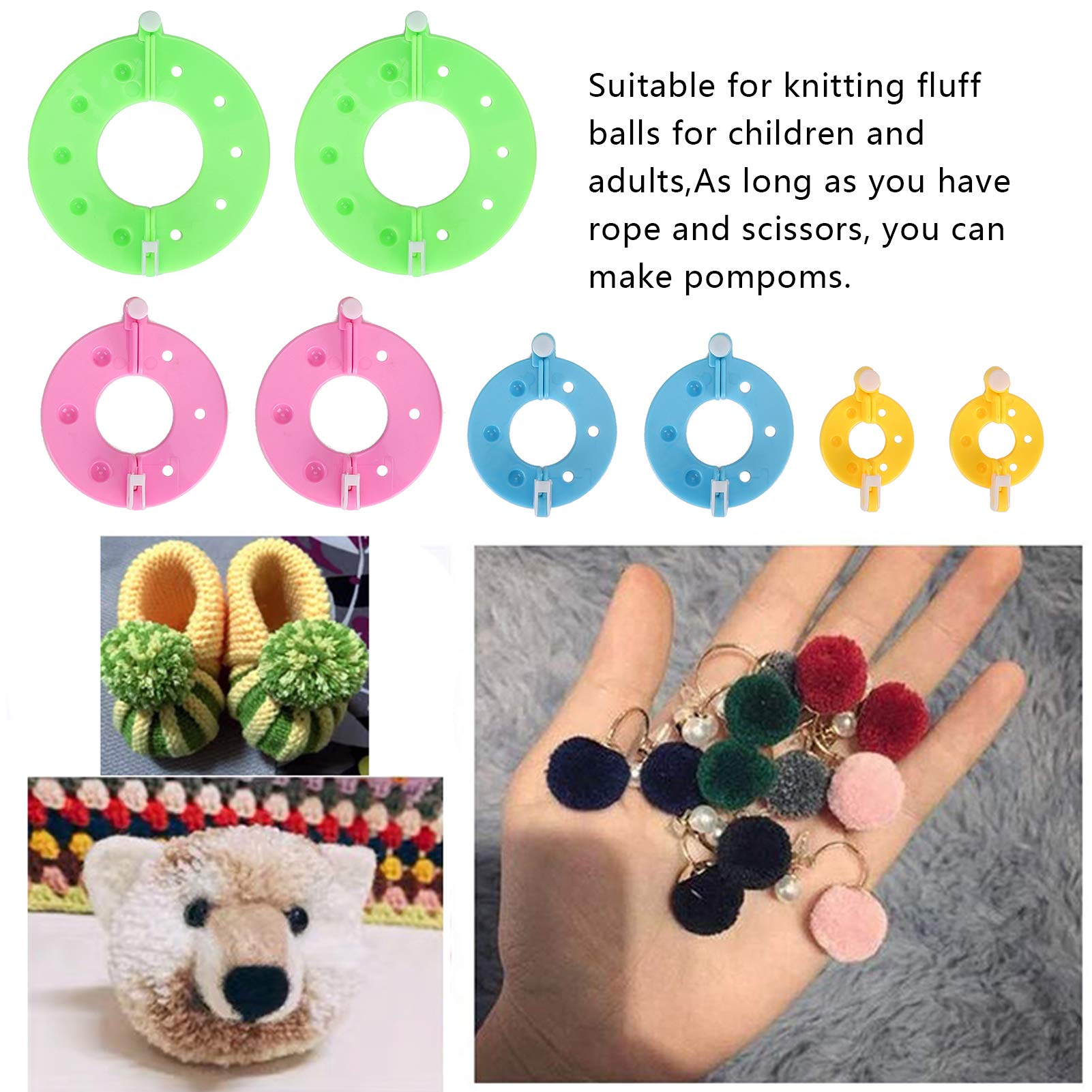 Pompom Maker Kits Fluff Ball Weaver DIY 24 Farben Wollgarn Stricken Handwerk Geschenke