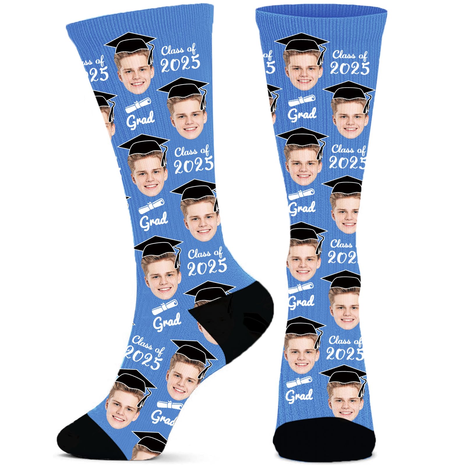 Dreamdecor 2025 Graduation Gifts for Him Her Nurse Custom Face Socks, Funny Class of Personalized Photo Socks for Men Women