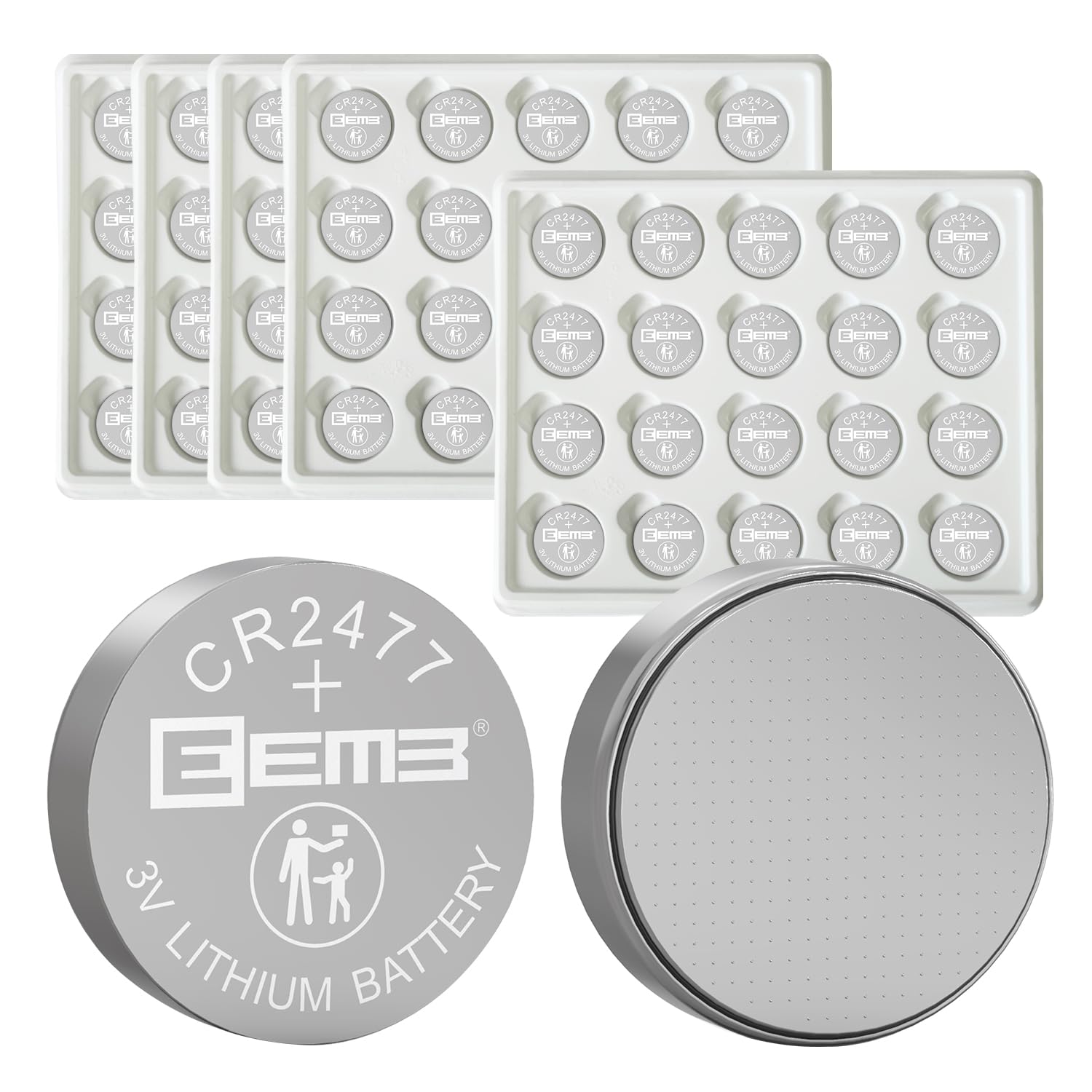 EEMB 100 Pack CR2477 Battery 3V Lithium Battery Button Coin Cell Batteries 2477 Battery DL2477, ECR2477 for Electronic Candle, Light, Remote Control, Key Fob, Alarm, Contact Sensor, Smart Devices