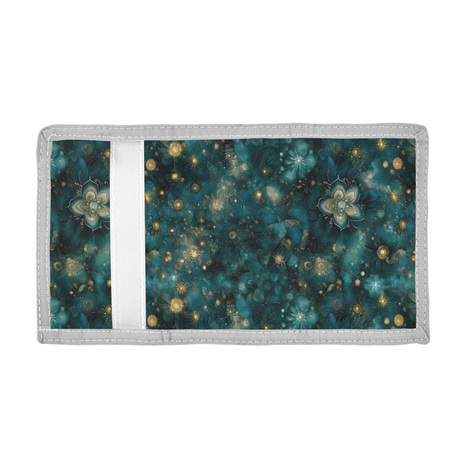 FOLIOSA Mandala Floral Green Kids Wallet for Boys Girls Youth, Compact Fabric 4.9×2.9 in