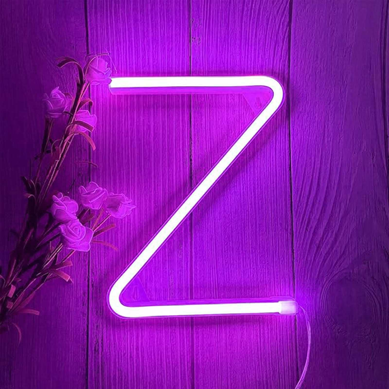 Purple Neon Light for Room Decor - USB & Battery Operated Custom Letters Ideal for Birthday Parties Home Bar Signs Photography Props and Gaming Setups(Letters Z) — image 1