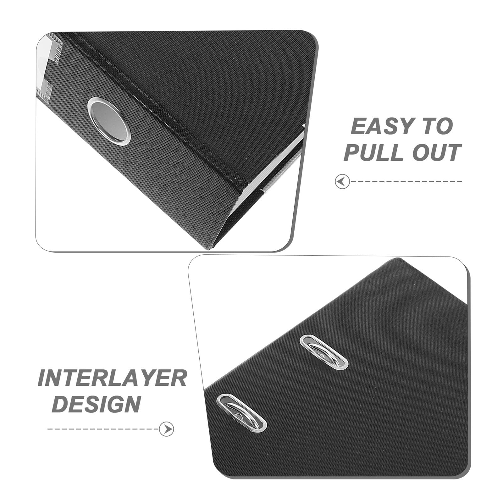 Kontoauszugsordner 2pcs Document Organizer Lever Arch File Folder Binder Clips Punch Hole Arched Office Folders(Black)