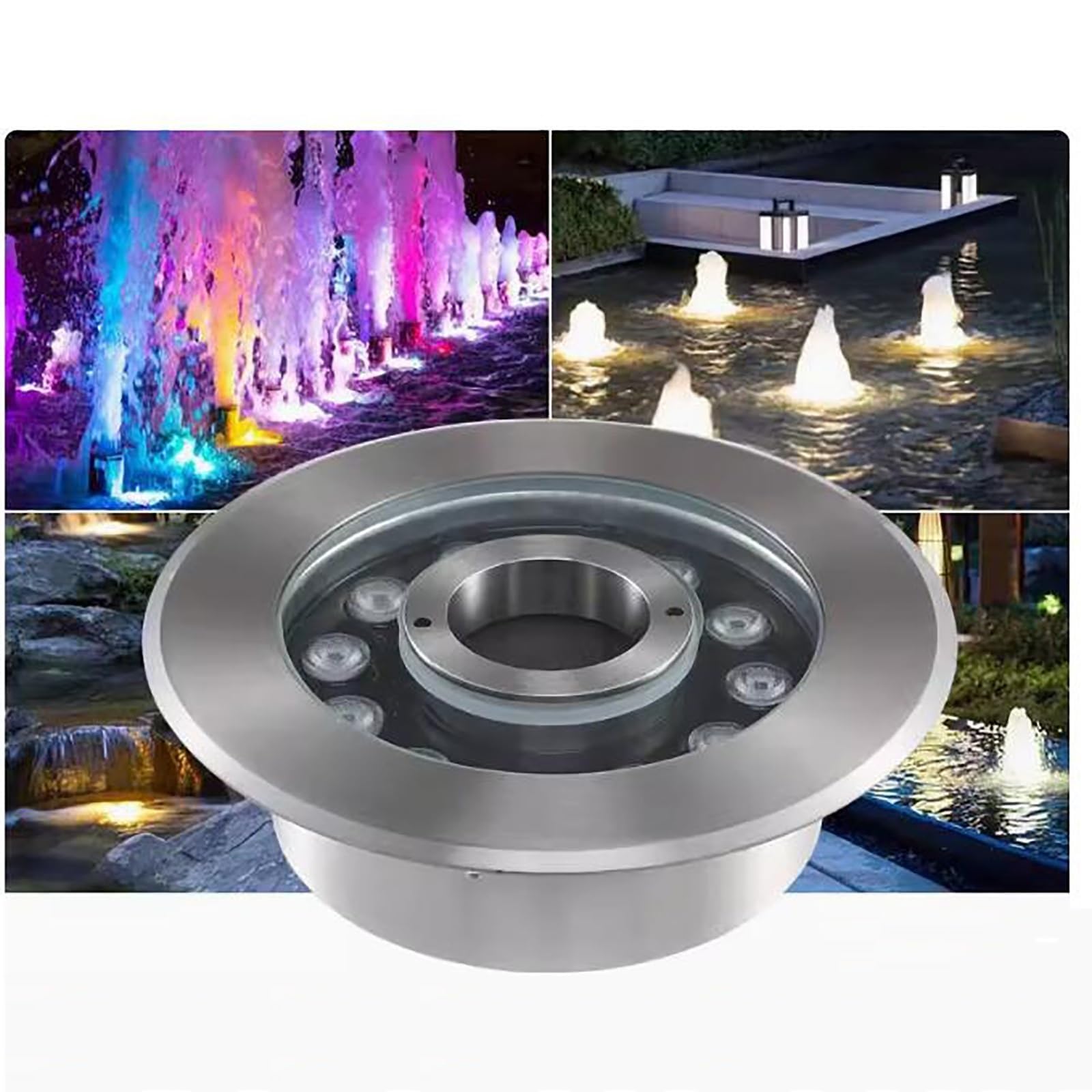 12/24V Underwater Pond Light - LED Ring Underwater Fountain Light - Stainless Steel Park Plaza Fountain Lights, IP68 Waterproof Submersible LED Landscape Spotlights, For Pond Pool Aquarium(Red,6W(12V)