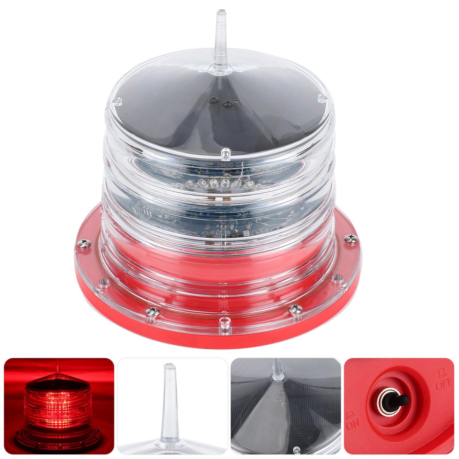 Balise lumineuse à énergie solaire, lampe flottante clignotante à LED, feu de navigation IP68 pour bateau marin, avec panneau solaire à haute efficacité et visibilité à 360 degrés