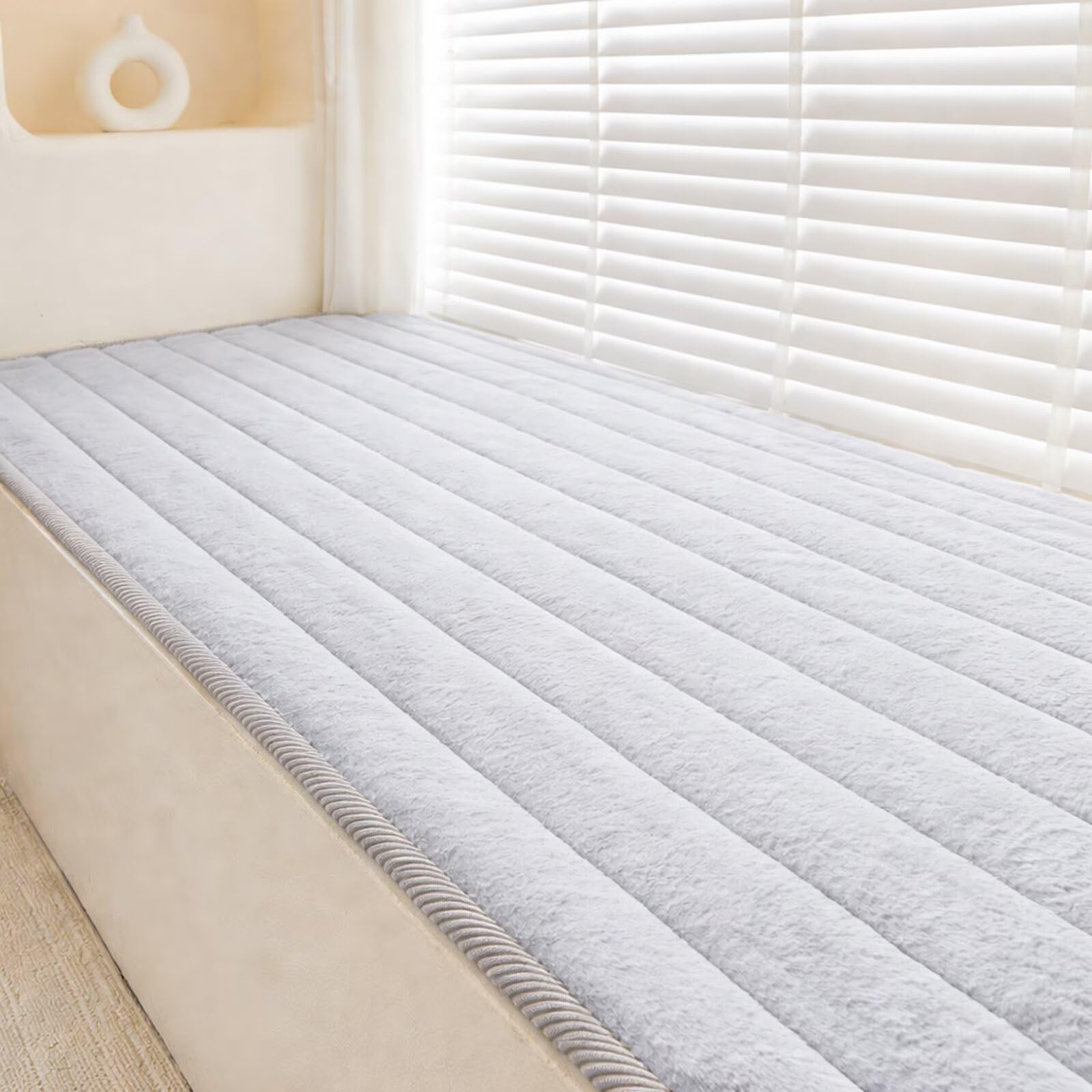 Gruba nakładka na okno wykuszowe 100 x 200 cm antypoślizgowa podkładka na parapet i ławkę, jasnoszara mata wewnętrzna, konfigurowalna dekoracja sofy do domu, sypialni i salonu