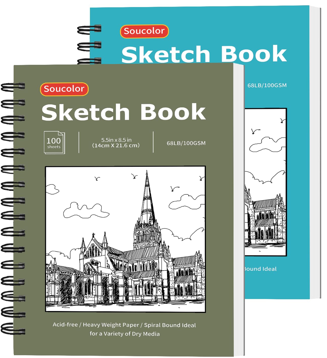 Soucolor Sketchbook - 100 Sheets for Artists -12