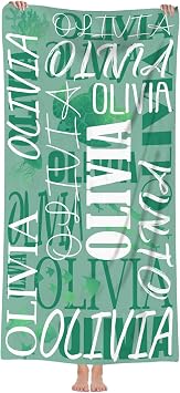 Hoomall Customized Beach Towel for Kids & Adult Personalized Name Pool Towels Ocean Green Unique Bath Towel Microfiber Quick-Dry Pool Towels for Kids Gift for School Company Party