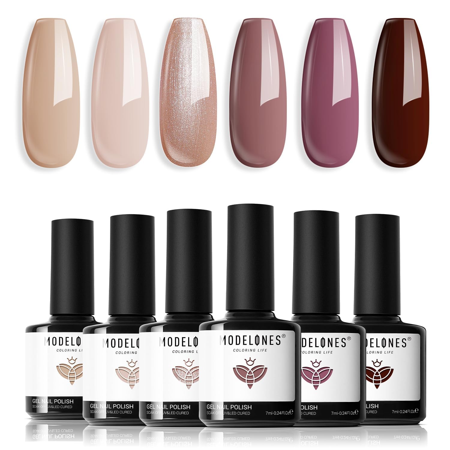 modelones Uv Nagellack Set, 6 Farben shellac Gel Nail Polish Set