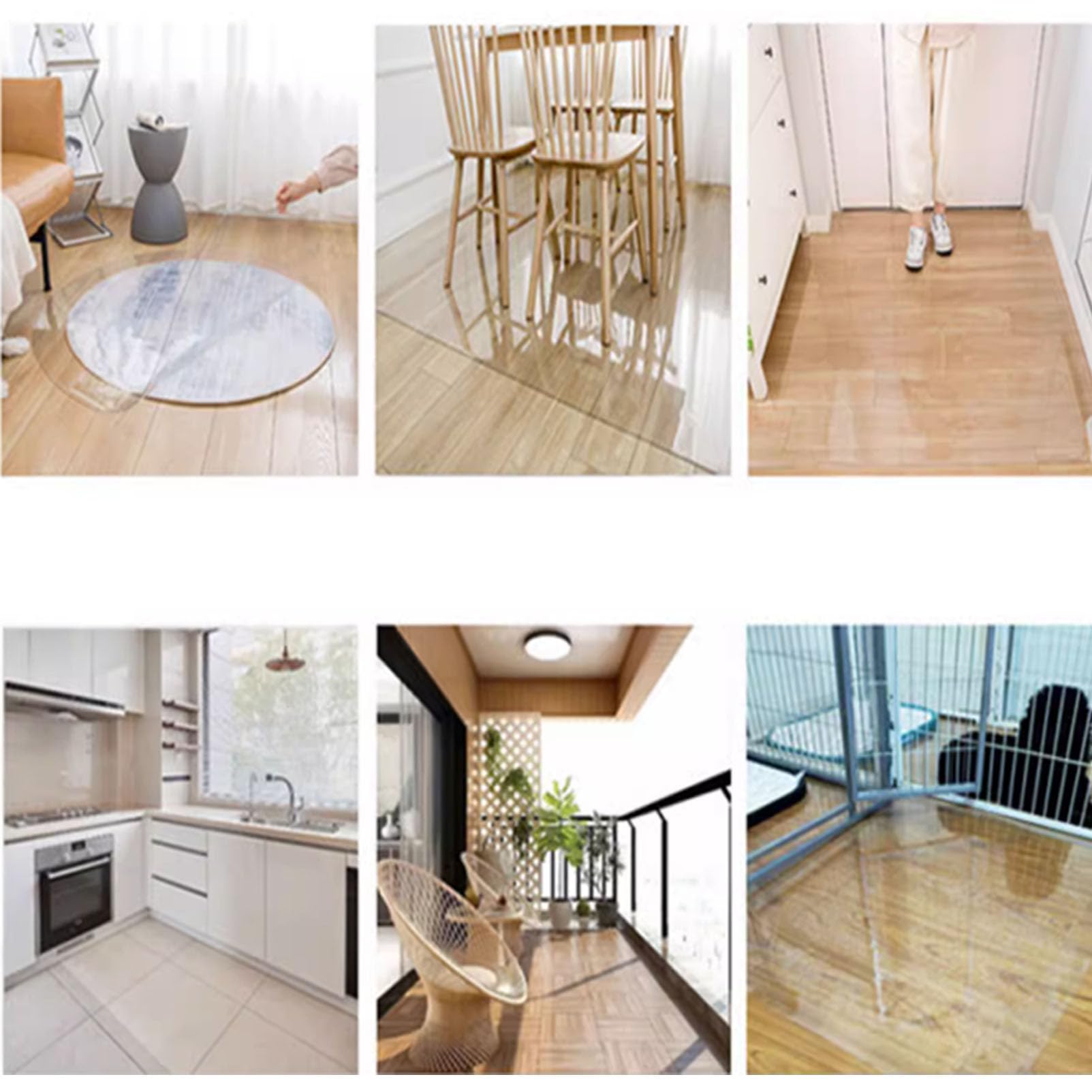 Protector de suelo de PVC transparente de 2 mm de grosor para madera dura y azulejos, 60 x 130 cm, duradero, ideal para estaciones de trabajo y cocinas