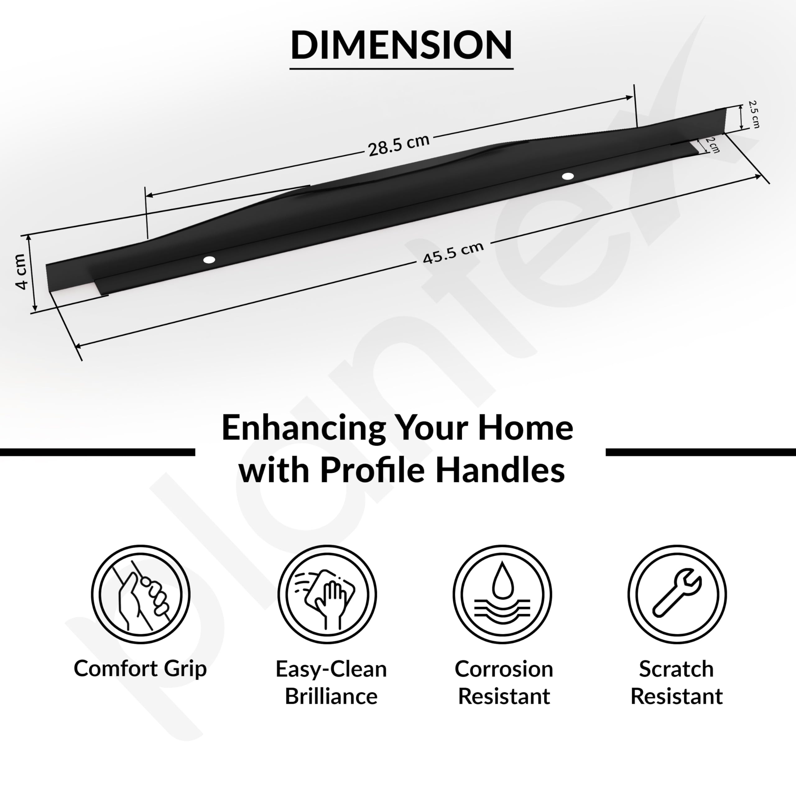 Plantex Profile Handle for Kitchen Cabinet/18 Inch Aluminium Drawer Profile Handle/Wardrobe Pull Handle for Home/Office/Hotel - Pack of 5 (Black) — Amazon image 3