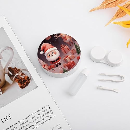 Miniatura 5 de Estuche para lentes de contacto, estuche de viaje con diseño de vacaciones de Navidad, caja de contacto con solución de espejo, aplicador de