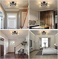 Vista 8 de Industrial 4-Light Semi Flush Mount Ceiling Light Fixture, Modern Black Close to Ceiling Light, Farmhouse Chandelier Ceiling Lamp for Hallway