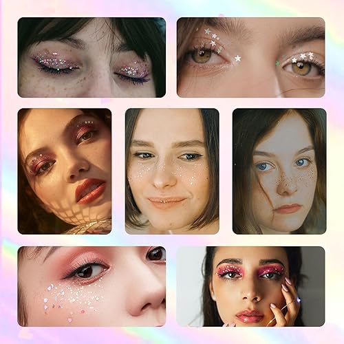 Miniatura 7 de CarMela - Paleta de sombras de ojos con purpurina gruesa, 6 colores, sombra de ojos brillante, resistente al agua, de larga duración, para rostro y