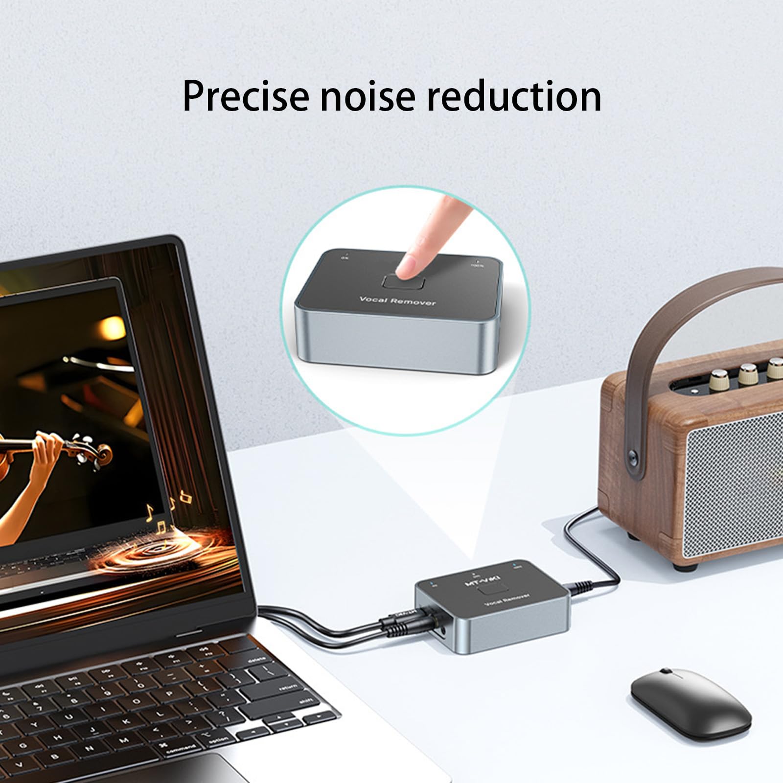 Convertitore audio professionale da 3,5 mm a 6,35 mm per rimozione vocale con multimodale e posizione LED indica per karaoke suono vocale eliminazione