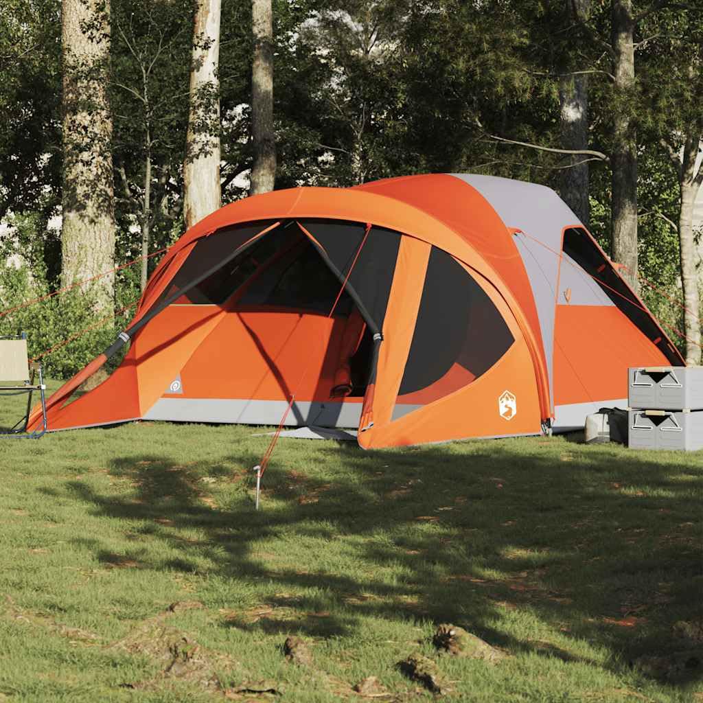 Solivagant Tente familiale Tunnel 6 Personnes Gris et Orange imperméable,(9.41 KG)