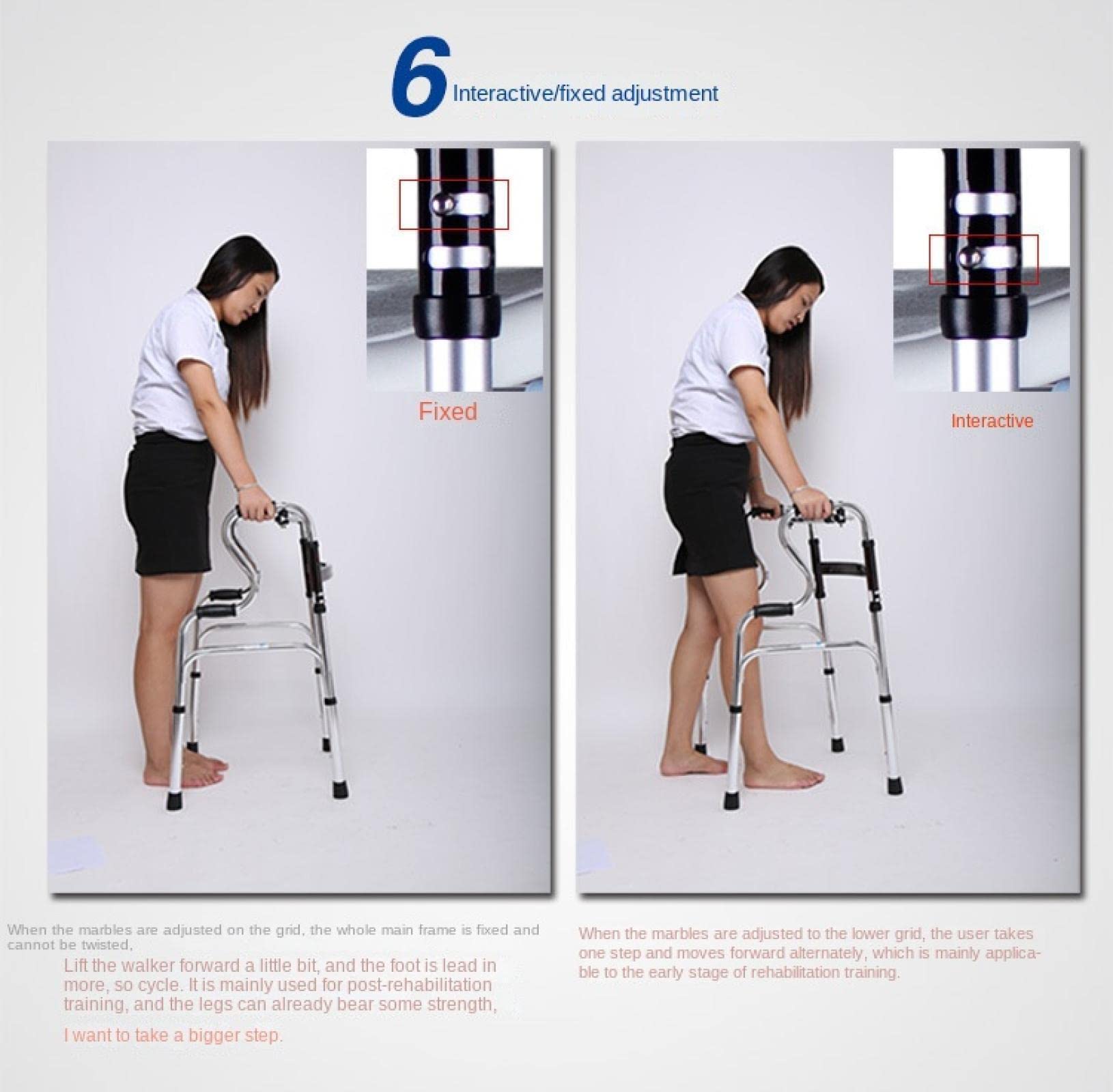 Andador Andador De Movilidad Andador para Personas Mayores Andador para Discapacitados con Ruedas con Asiento Andador Ajustable Plegable Sin Ruedas