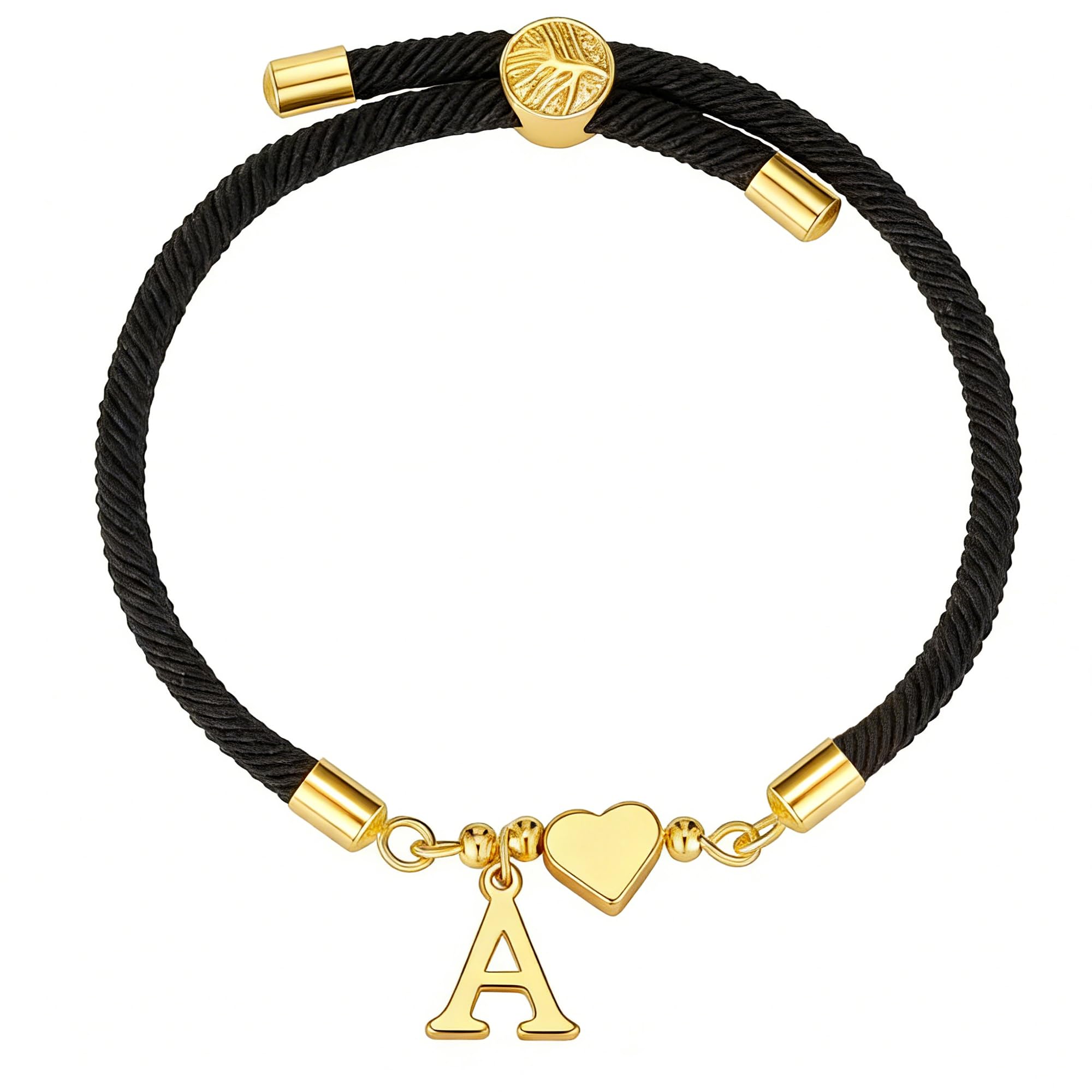 Initial Bracelets for Girls Women 14K Gold Plated Love Heart Letter Bracelets Adjustable Cute Friend Birthday Valentine Gifts Trendy Stuff for Teen Girl Kids Matching Couples Bangle Jewelry