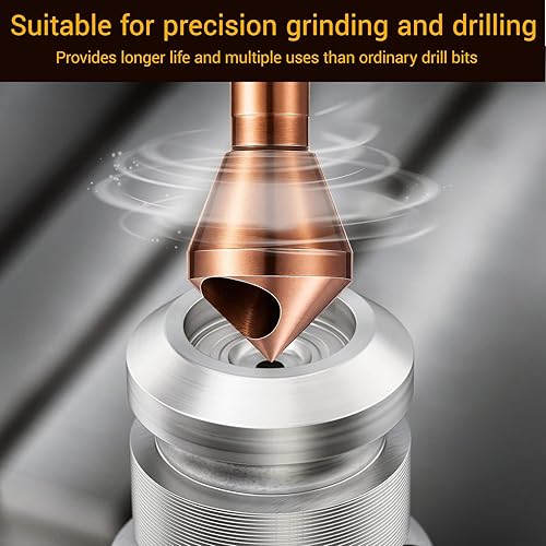 Miniatura 4 de Juego de 3 brocas avellanadoras de un solo extremo de acero cobalto M35 HSS con revestimiento de cobalto de 90 grados para metal, madera, 2-5,