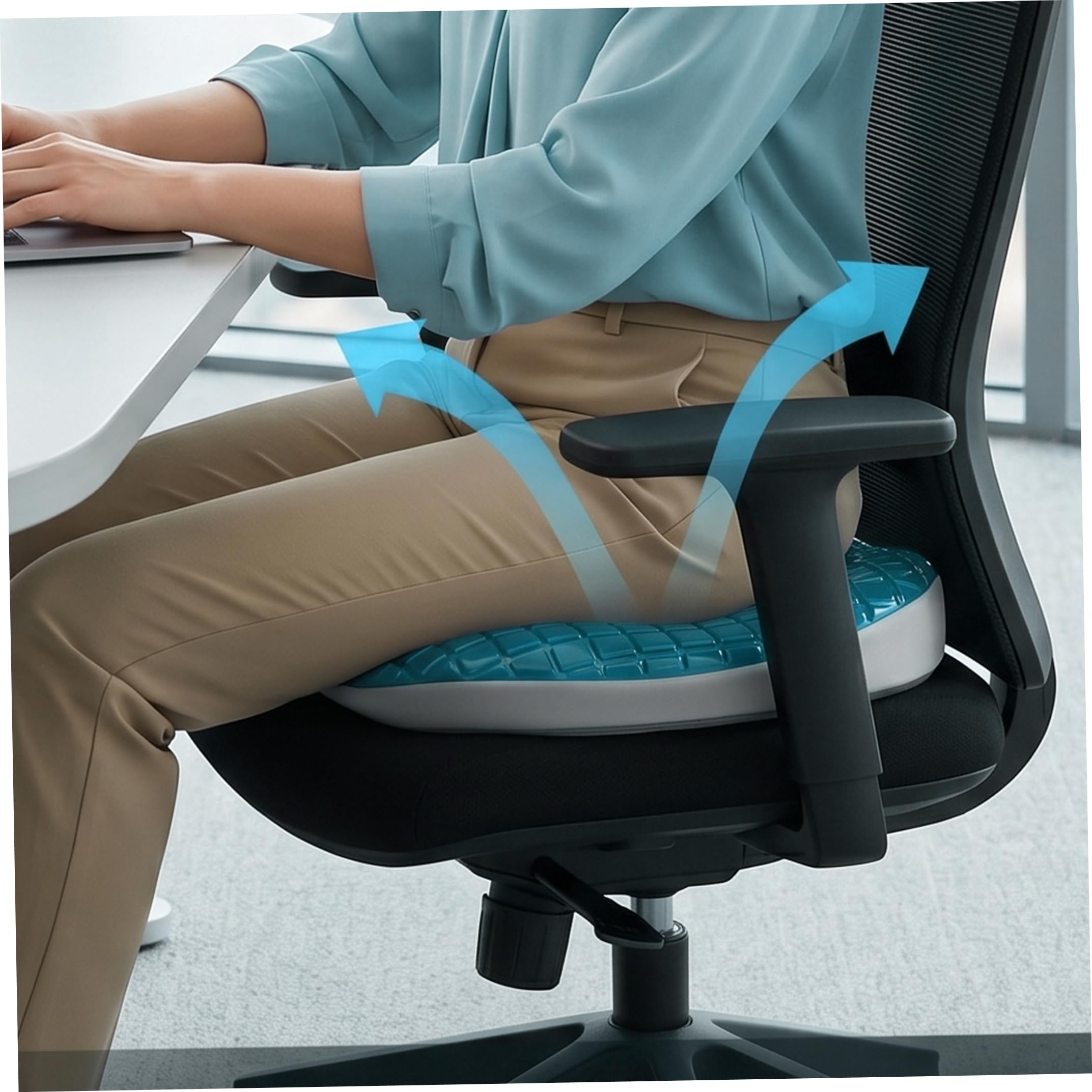 Cuscino a ciambella per il sedere Cuscino a ciambella in memory foam in gel con dal design cavo per alleviare le piaghe da decubito del coccige.