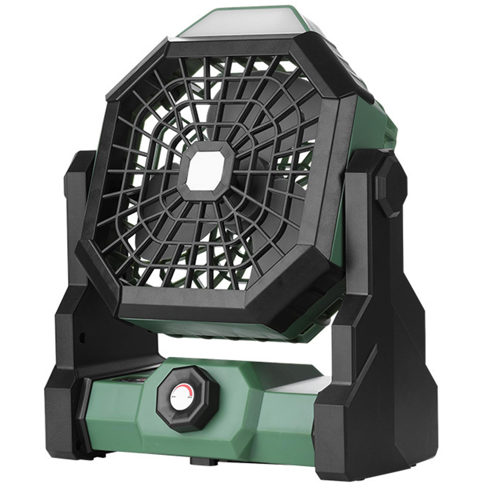Striegro Portable Camping Fan with Light, Rechargeable Outdoor Fan for Camping, Tent, Fishing, 270° Oscillating & Adjustable LED Light Green..