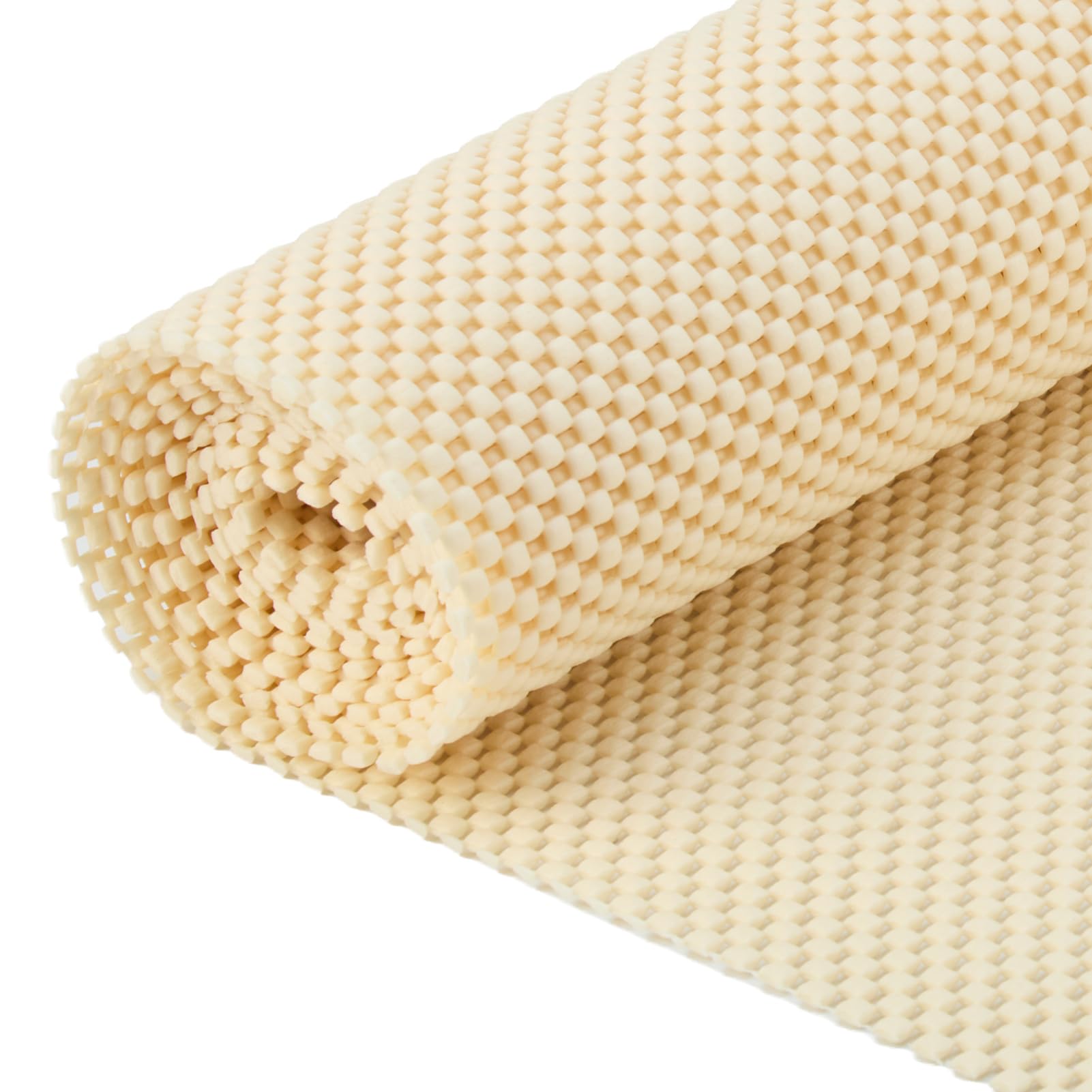 Multipurpose Non-Slip Mat Roll 200x50cm Heavy Duty Anti Slip Rug Underlay Pad Waterproof Grid Pattern Grip Mat for Kitchen Drawer Shelf Liner Bathroom Floor Car Dashboard Office (Beige)