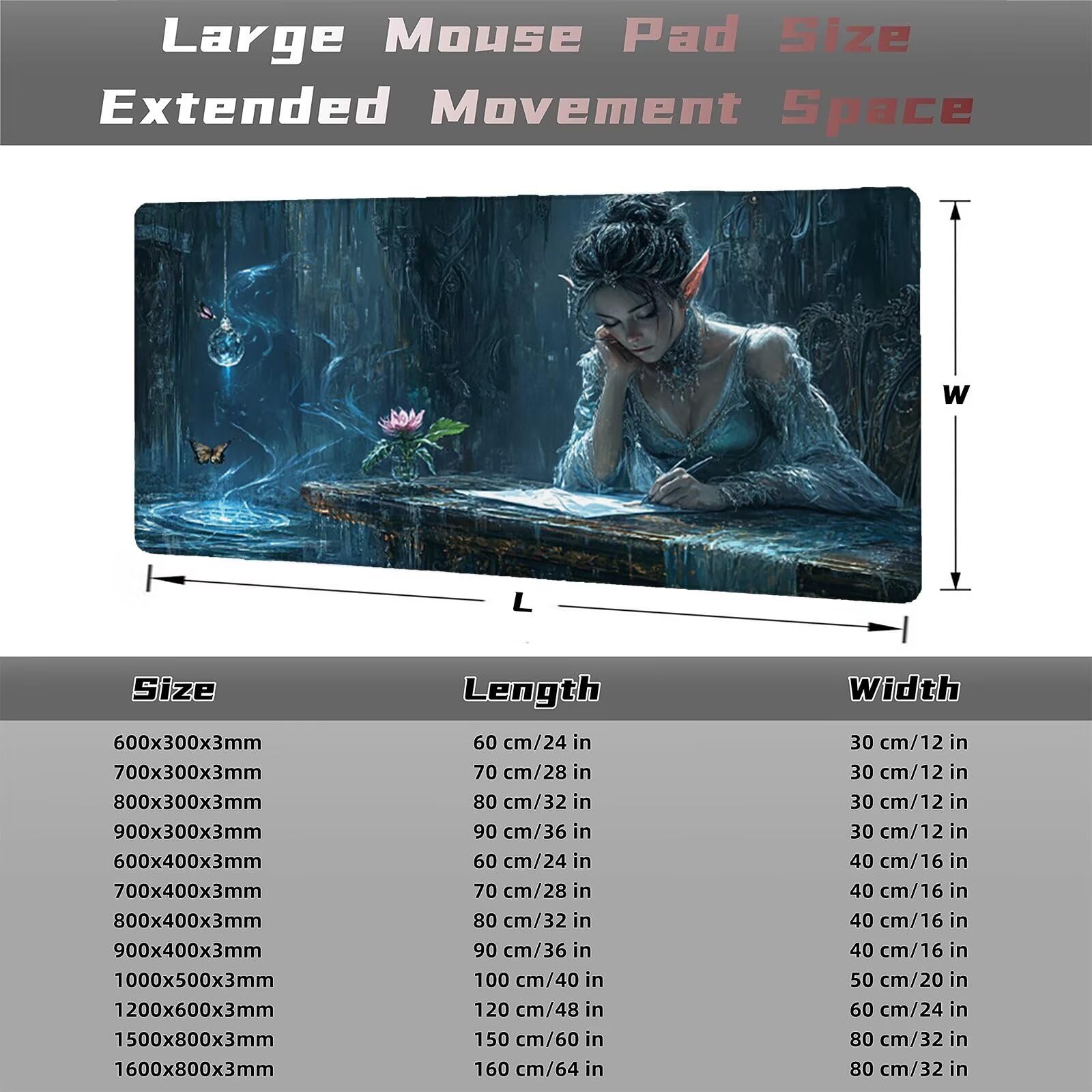 Podkładka pod mysz elf 1500 x 800 mm dziewczyna podkładka pod mysz duża japońska podkładka pod mysz antypoślizgowa gumowa powierzchnia szwy na krawędziach mata biurkowa do komputera domowego biura
