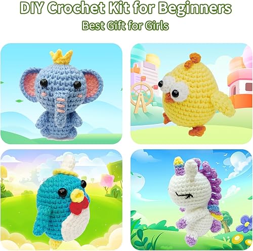 Miniatura 6 de kieeroden Kit de ganchillo para principiantes, kit de ganchillo con video tutorial paso a paso, kit de ganchillo lindo de animales para adultos y