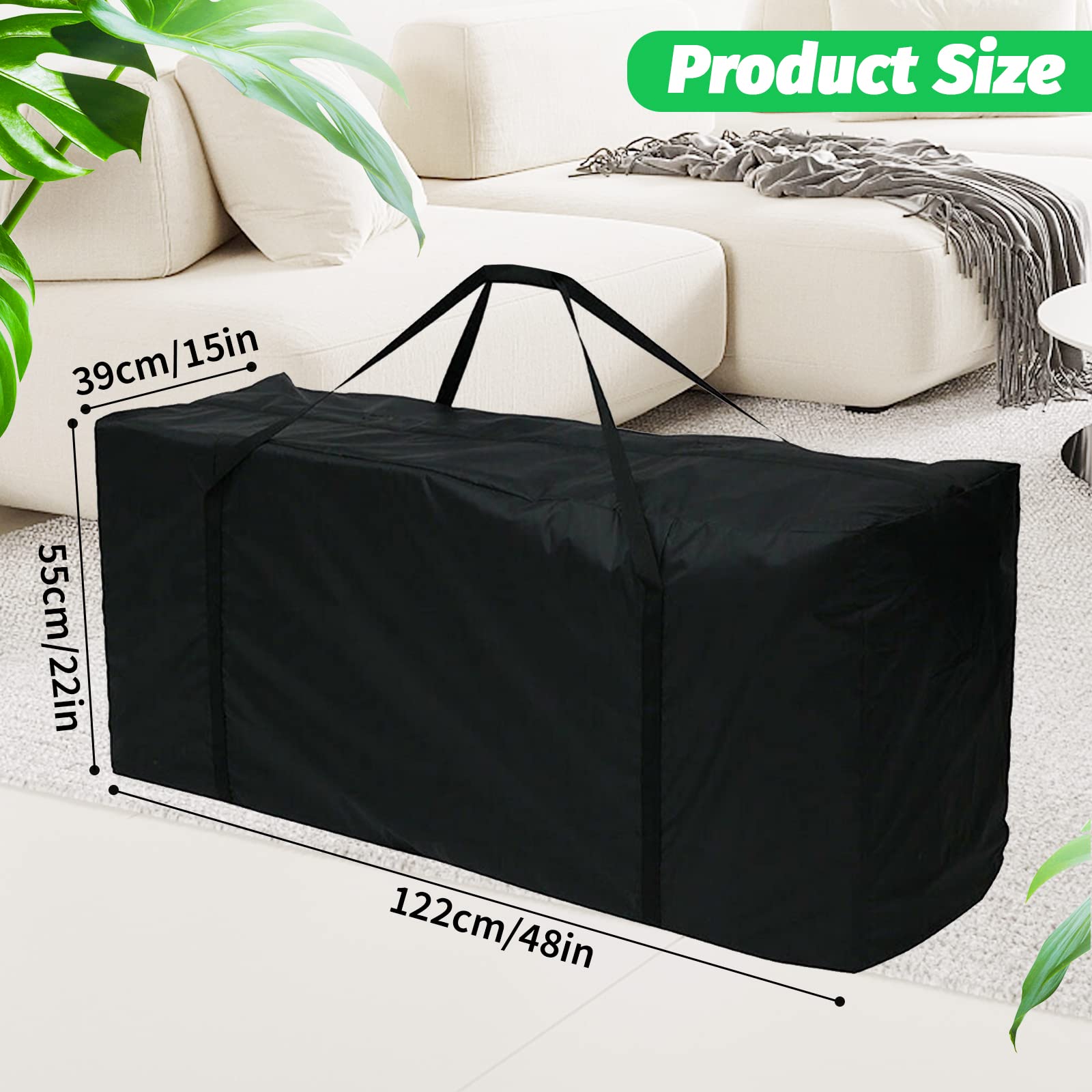 Sac De Rangement Pour Coussin De Jardin 210D Oxford Étanche - 173×76×51cm - Anti-UV